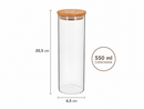 Kit 4 Potes de Vidro Herméticos com Tampa de Bambu 550ml