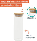 Kit 4 Potes de Vidro Herméticos com Tampa de Bambu 550ml