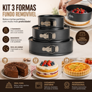 Kit 3 Formas Redondas com Fundo Removível - Antiaderente