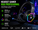 Fone De Ouvido Headset Gamer com Fio Profissional | Isolamento de ruídos