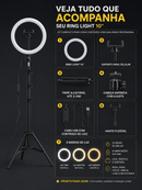 Ring Ligth Profissional 10 polegadas | 2,10 metros - alta iluminação