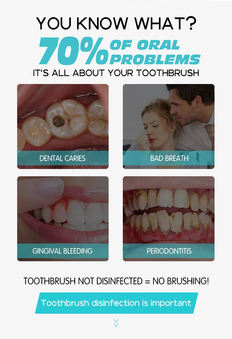 Esterilizador com suporte para escova de dente com luz UV - Recarregavel