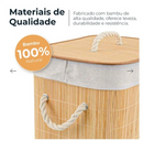 Cesto de Roupa  Dobrável - Acabamento em Bambu