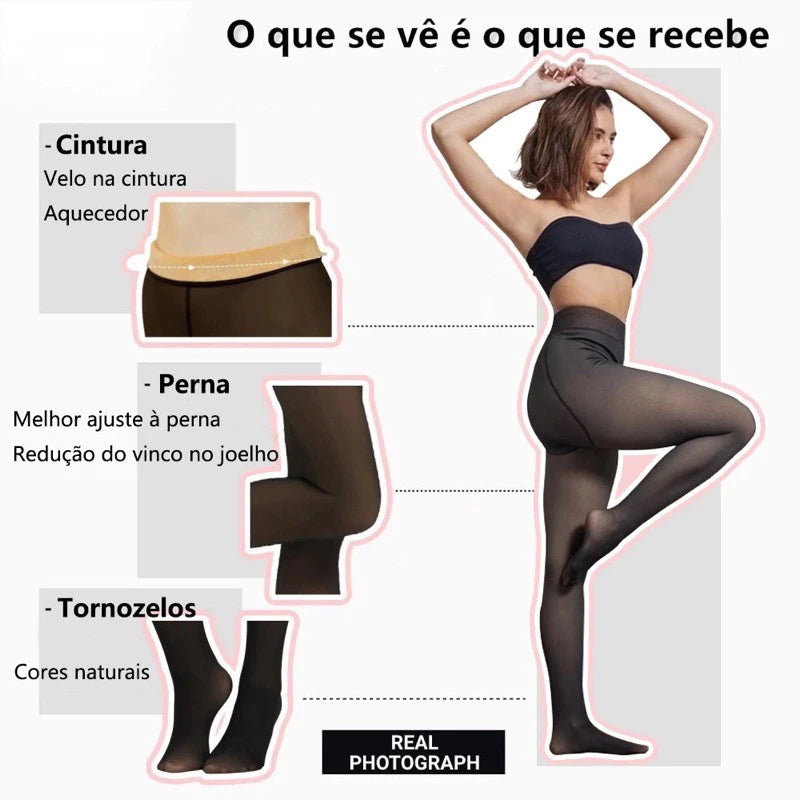 Meia Calça Translucida Forrada Lã | Compre 1 leve 2